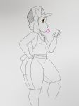 2018 anthro balls big_butt bubble_gum bulge butt clothed clothing digital_media_(artwork) foxx.dott fur hair hi_res looking_at_viewer male mammal navel nipples penis shirt simple_background solo standing sweatpants thick_thighs voluptuous wide_hips 