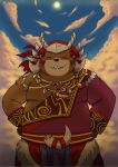  2018 anthro bear blush brown_fur clothed clothing dagger_(sdorica_sunset) fur male mammal overweight overweight_male sdorica_sunset shirokumaou solo 