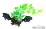  2018 ambiguous_gender bat black_eyes bubble cauldron cryptid-creations feral fur green_fur group humor mammal membranous_wings pun simple_background white_background wings 