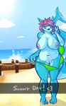  beach bearwith_me bikini breasts clothing female fish hair marine navel nipple_piercing nipples piercing pussy red_hair seaside shark slightly_chubby snapchat solo swimsuit undressing 