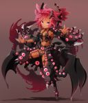  armor armpits bangs breasts claws commentary_request dark_skin dragon_girl duel_monster full_body gandora-x_the_dragon_of_demolition garoudo_(kadouhan'i) glowing hands_up leg_up long_sleeves looking_at_viewer navel open_mouth personification pink_eyes pink_hair red_background short_eyebrows short_hair simple_background slit_pupils small_breasts smile solo standing standing_on_one_leg thick_eyebrows tsurime v-shaped_eyebrows wide_sleeves yuu-gi-ou yuu-gi-ou_duel_monsters yuu-gi-ou_the_dark_side_of_dimensions 