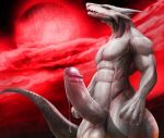  anthro balls big_penis dragon erection horn humanoid_penis male muscular muscular_male nude open_mouth outside penis precum retracted_foreskin solo standing uncut vein veiny_penis zex 