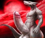  anthro balls big_balls cum cum_drip dragon dripping erection horn huge_balls humanoid_penis hyper hyper_penis male muscular muscular_male nude open_mouth outside penis retracted_foreskin solo standing uncut vein veiny_penis zex 