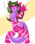 anthro arm_warmers armwear blush clothing covering covering_crotch diaper embarrassed girly legwear lilchu male mammal mustelid otter stockings 