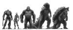  animal ape arm_blade arm_guards armor armored_boots boots chart claws commentary crossover dinosaur eatalllot english_commentary fang fangs full_body gamera gamera_(series) giant gipsy_danger glowing godzilla godzilla_(2014) godzilla_(series) gorilla greyscale highres kaijuu king_kong king_kong_(character) kong:_skull_island looking_at_viewer male_focus mecha mechanical_arms monochrome monster muscle open_mouth oversized_animal pacific_rim personification robot science_fiction sharp_teeth size_comparison size_difference super_robot sword tail teeth tokusatsu turtle tusks ultra_series ultraman ultraman_(1st_series) visor weapon 