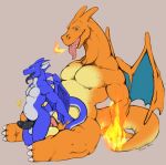  abdominal_bulge anal anal_penetration anthro balls charizard dragon duo erection hi_res horn humanoid_penis male male/male muscular muscular_male nintendo penetration penis pok&eacute;mon pok&eacute;mon_(species) sex size_difference tilionmaia tongue tongue_out video_games wings 