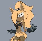  anthro blonde_hair breasts canine clothed clothing dark_skin eyelashes eyes_closed fangs female fur gloves hair mammal nervous nipples offon ponytail pussy simple_background solo sonic_(series) whisper_the_wolf wolf 