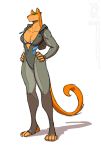  2018 anthro bra breasts cat cleavage clothed clothing conditional_dnp feline female fur green_eyes jollyjack mammal orange_fur simple_background solo underwear white_background 