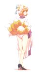  ass blonde_hair fox_tail from_behind hat highres legs looking_at_viewer looking_back multiple_tails non_(z-art) panties short_hair simple_background solo standing tail touhou underwear white_background white_panties yakumo_ran yellow_eyes 