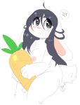  black_hair carrot desdemona female food fur hair hi_res lagomorph mammal nude pixelyte rabbit solo vegetable white_fur 