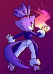  anthro biffalo blaze_the_cat butt butt_pose clothing dipstick_tail feline female fire fur hair hi_res mammal multicolored_tail ponytail purple_fur purple_hair signature solo sonic_(series) video_games yellow_eyes 