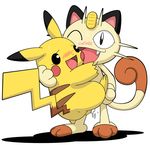  anal blush cat cum feline gay holding male mammal meowth mouse nintendo pikachu plain_background pok&#233;mon pokemon rodent sex standing unknown_artist video_games white_background 