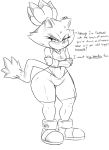  angry big_butt black_and_white blaze_the_cat breasts butt cat clothing cute eyelashes feline female fur gym hair hi_res humor legwear mammal monochrome muscular nipples ponytail sketch sonic_(series) tights wide_hips xaveknyne 