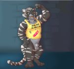  animal_genitalia balls bottomless clothed clothing feline flexing male mammal muscular pukaa punk sheath tiger 