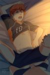  2boys anal bed clothed_sex clothes light_hair male male_focus multiple_boys orange_hair penis pov sex yaoi 
