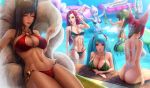  ahri akali animal_ears aqua_hair armpits arms_up ass bikini bikini_removed black_bikini black_hair black_swimsuit blue_skin braid breasts caitlyn_(league_of_legends) censored cleavage commentary criss-cross_halter english_commentary evelynn everyone facing_away facing_viewer fox_ears green_bikini green_eyes green_hair hair_over_shoulder halterneck hat innertube janna_windforce katarina_du_couteau large_breasts league_of_legends leaning lens_flare limgae lips long_hair looking_at_viewer medium_breasts mermaid monster_girl multicolored_hair multiple_girls multiple_tails nami_(league_of_legends) nude one-piece_swimsuit one-piece_thong one_eye_closed open_mouth patreon_username ponytail pool red_bikini red_hair revealing_clothes scar scar_across_eye short_hair_with_long_locks sitting slit_pupils smile sona_buvelle soraka standing swimsuit tail tan tattoo twintails two-tone_hair v water watermark web_address whisker_markings white_swimsuit xayah yellow_eyes 