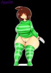 chara_(undertale) clothing female hi_res human human_only knife legwear mammal not_furry pussy red_eyes shirt socks solo undertale video_games 