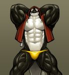  abs anthro big_muscles black_skin cetacean clothing grin hands_behind_head hoodie huge_muscles looking_at_viewer male mammal marine muscular muscular_male muscular_thighs orca pecs plain_white simple_background smile solo swimsuit teeth vein whale white_skin 