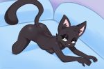  2018 anthro anthrofied black_skin breasts butt cat dragontheshadows feline female green_eyes half-closed_eyes jade_catkin littlest_pet_shop littlest_pet_shop_a_world_of_our_own mammal nipples solo 