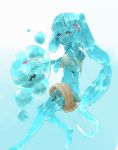  1girl bikini fish goo_girl gradient gradient_background long_hair monster_girl original pointy_ears ponytail rnd.jpg short_shorts shorts swimsuit water 