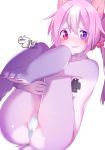  animal_ears ass bow censored claws feet full_body furry hair_between_eyes hair_bow heterochromia multicolored multicolored_eyes original paws pink_eyes pink_hair proofmeh purple_eyes solo tape_censor tape_on_nipples twintails 