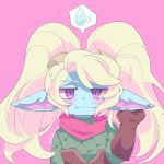  blonde_hair female hair humanoid kittycouch league_of_legends looking_at_viewer mammal not_furry pigtails pink_eyes pointy_ears poppy_(lol) riot_games solo video_games yordle 
