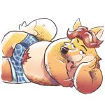  bulge canine clothing disney erection fox gideon_grey looking_at_viewer lying male mammal overweight riversausage smile underwear zootopia 