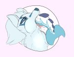  2018 absol backsash blue_eyes canine digital_media_(artwork) duo eeveelution female fur hair hi_res hybrid male mammal neck_bulge ninetales nintendo oral_vore pok&eacute;mon pok&eacute;mon_(species) saliva simple_background size_difference tongue vaporeon video_games vore 