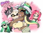  commentary_request crown dark_skin domino_mask eromame hime_(splatoon) hug iida_(splatoon) inkling jewelry mask midriff mole mole_under_mouth multicolored multicolored_skin multiple_girls octarian octoling one_eye_closed pink_hair pointy_ears shirt smile splatoon_(series) splatoon_2 splatoon_2:_octo_expansion squidbeak_splatoon suction_cups tank_top tentacle_hair translation_request yuri 