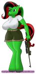  anthro breasts clothed clothing equine female gun mammal mostlymlpanthroporn my_little_pony ranged_weapon rifle simple_background solo weapon white_background 