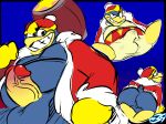  2018 all_fours anthro avian balls beak bird blue_background blue_skin bottomless bulge butt clothed clothing erection fully_clothed hat humanoid_penis king_dedede kirby_(series) looking_at_viewer looking_back male nintendo partially_clothed penguin penis precum presenting presenting_hindquarters presenting_penis raised_tail red_penis robe simple_background sitting smile solo standing torquewintress video_games 