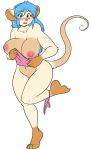  anthro barely_visible_genitalia big_breasts big_ears blue_hair breasts brown_nose clothing digital_media_(artwork) female freckles fur green_eyes hair huge_breasts jasmine_(skidd) long_hair looking_at_viewer mammal mouse nipples panties panties_around_one_leg pink_nipples prehensile_tail rodent skidd solo subtle_pussy thick_thighs underwear underwear_around_one_leg voluptuous wardrobe_malfunction white_fur wide_hips 