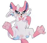  4_toes alpha_channel bedroom_eyes black_nose blue_eyes blue_fur blush bow clitoris cute eeveelution eyelashes female fur half-closed_eyes hi_res livinthelifeofriley looking_at_viewer nintendo pawpads pink_fur pink_pawpads pink_paws pink_tail plump_labia pok&eacute;mon pok&eacute;mon_(species) presenting presenting_pussy pussy ribbons seductive snout solo spread_legs spreading sylveon teasing toes tongue tongue_out video_games white_fur 