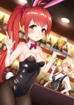  ;) alcohol animal_ears azur_lane bailey_(azur_lane) bangs bare_shoulders benson_(azur_lane) black_legwear black_vest blonde_hair blurry blurry_background blush breasts brown_eyes bunny_ears bunny_girl bunny_tail bunnysuit ceiling_light cleavage closed_mouth collarbone commentary_request covered_navel cup depth_of_field detached_collar detached_sleeves drink drinking_glass eyebrows_visible_through_hair fang fang_out hand_on_hip hand_up heart heart-shaped_pupils highres holding holding_tray indoors leng_xiao leotard long_hair long_sleeves low_twintails medium_breasts multiple_girls one_eye_closed pantyhose red_eyes red_hair shirt side_ponytail smile strapless strapless_leotard symbol-shaped_pupils tail tray twintails very_long_hair vest white_collar white_shirt wine_glass wrist_cuffs 