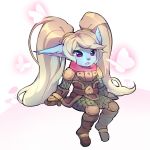  blonde_hair female hair humanoid kittycouch league_of_legends mammal not_furry pigtails pink_eyes pointy_ears poppy_(lol) riot_games sitting solo video_games yordle 