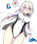  anger_vein ass_visible_through_thighs blush breasts commentary_request competition_swimsuit cosplay dolphin fate/grand_order fate_(series) highleg highleg_swimsuit highres jacket jeanne_d'arc_(alter)_(fate) jeanne_d'arc_(fate)_(all) jeanne_d'arc_(swimsuit_archer) jeanne_d'arc_(swimsuit_archer)_(cosplay) large_breasts long_hair looking_at_viewer meta-tron one-piece_swimsuit open_clothes open_jacket silver_hair simple_background solo spoken_anger_vein swimsuit very_long_hair whistle whistle_around_neck white_background white_jacket white_swimsuit yellow_eyes 