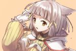  animal_ear_fluff animal_ears bangs blunt_bangs bodysuit cat_ears decopon gloves hair_ribbon long_sleeves niyah open_mouth ribbed_bodysuit ribbon short_hair silver_hair solo upper_body white_gloves xenoblade_(series) xenoblade_2 yellow_bodysuit yellow_eyes yellow_ribbon 