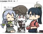  :o bangs black_hair blush braid closed_eyes commentary_request cup dated destroyer_water_oni green_hairband hair_between_eyes hairband hakama hamu_koutarou houshou_(kantai_collection) japanese_clothes kantai_collection multiple_girls pale_skin red_eyes seiza shinkaisei-kan side_handle_teapot silver_hair single_braid sitting smile tasuki teapot wavy_hair white_hair yamagumo_(kantai_collection) yunomi 