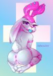  anthro anus asheraart bdsm bondage bound butt disney fake_bunny_ears female gag hi_res judy_hopps kneeling lagomorph mammal nude paws presenting presenting_anus presenting_pussy pussy rabbit solo zootopia 