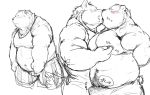  2016 barazoku bear black_and_white blush boxers_(clothing) bulge canine clothed clothing collage cum_through_clothing drooling duo japanese_text kemono kissing kotobuki male male/male mammal monochrome muscular nipple_pinch obese overweight partially_clothed pinch portrait saliva simple_background sketch speedo swimsuit text three-quarter_portrait underwear white_background wolf 
