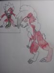  2018 absorbing anthro canine fan_character female fur lycanroc mammal midnight_lycanroc nintendo pok&eacute;mon pok&eacute;mon_(species) simple_background smile video_games 