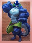  anthro bbd briefs bulge clothing dragon flexing hi_res horn hyper hyper_muscles hyper_penis knot looking_at_viewer male muscular muscular_male penis solo standing underwear veiny_muscles 