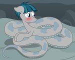  badumsquish bashful blue_eyes blue_hair blush coiling equine friendship_is_magic hair horse lamia looking_away male mammal my_little_pony pony reptile scalie snake solo stygian_(mlp) 