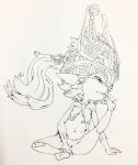  1girl breasts female honzawa_yuuichirou jpeg_artifacts midna monochrome pointy_ears ponytail pussy sketch small_breasts solo the_legend_of_zelda the_legend_of_zelda:_twilight_princess tongue tongue_out 