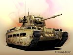  caterpillar_tracks commentary_request ground_vehicle highres matilda_(tank) military military_vehicle motor_vehicle no_humans original rskszk tank weapon 