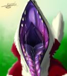  2018 absurd_res anthro drooling frostyfang fur hi_res katze_(katzenoms) male mouth_shot realistic saliva sergal solo teeth tongue tongue_out vore 