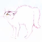  cat cat_focus from_side full_body grey_background ilya_kuvshinov no_humans original slit_pupils solo whiskers white yellow_eyes 