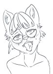  ahegao anthro canine cat chibi cum cute digital_media_(artwork) eyewear fan_character feline female feral fur glasses hair headshot invalid_tag looking_at_viewer looking_pleasured mammal mdwines nude open_mouth simple_background sketch solo standing tongue tongue_out 