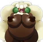  belly big_belly big_breasts blush breasts chinchira_(pixiv13404505) female nintendo one_eye_closed overweight pok&eacute;mon pok&eacute;mon_(species) solo video_games whimsicott wink 