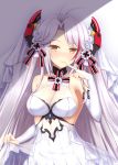  adapted_costume alternate_costume antenna_hair armpits azur_lane bangs bare_shoulders between_legs blush breasts bridal_gauntlets bridal_veil brown_eyes cleavage collarbone commentary_request dress dress_lift eyebrows_visible_through_hair finger_to_mouth flower gloves hair_between_eyes hair_ornament headgear highres iron_cross jewelry large_breasts lifted_by_self long_hair looking_at_viewer mole mole_on_breast multicolored_hair nail_polish nanairo_fuusen no_bra parted_lips prinz_eugen_(azur_lane) red_hair ribbon see-through silver_hair smile solo streaked_hair tears two_side_up veil very_long_hair wedding_dress white_dress white_flower white_gloves white_hair 